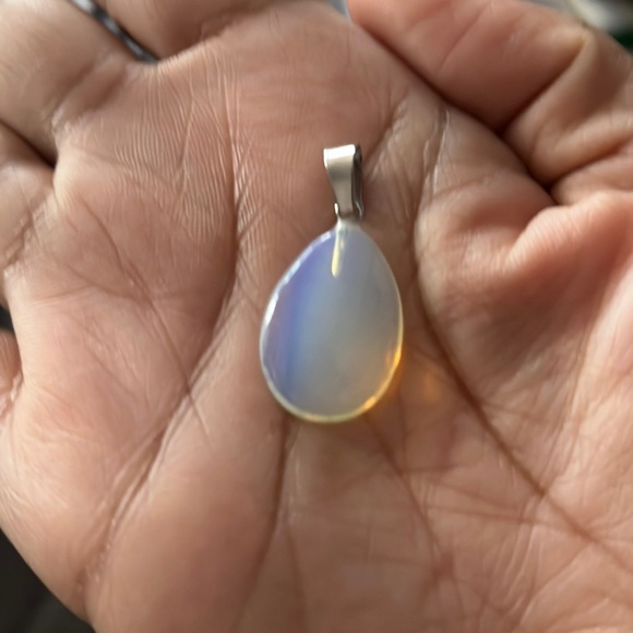 Hand Crafted Opalite Pendant w Chain Necklace Handmade Hand Made - Picture 2 of 2
